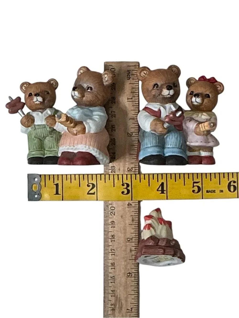 Vintage Campfire Bear Family #1446 Porcelain Hand Painted Figures 3 Piece Set